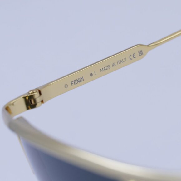 Fendi FE40141U 30N Sunglasses Shiny Gold Rectangle Frame, Green Lenses - Picture 6 of 10
